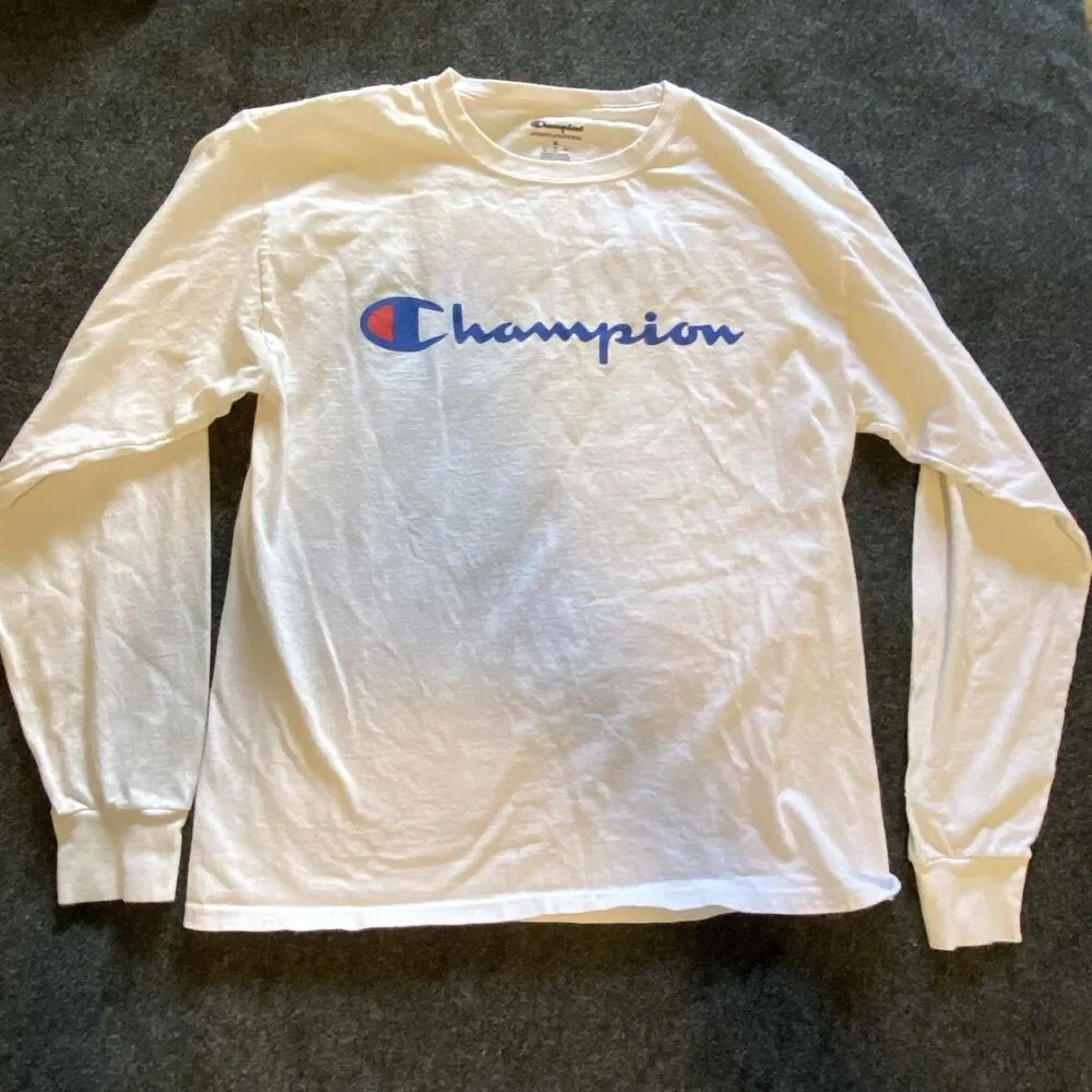Champion Long Sleeve T-Shirt Men Size Medium Red And White - Picture 7 of 9